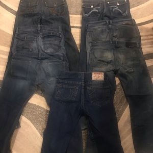 Lot sale 7 men’s 34x30 jeans and 2 small women cashmere sweaters for $120
